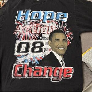 Rare Barack Obama 2008 Hope Action Change Big Graphic Shirt Size XL